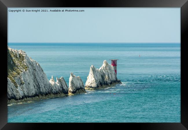 The needles, Isle of Wight Framed Print by Sue Knight