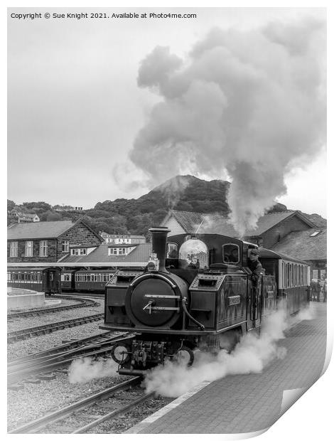 Steam train at Porthmadog station Print by Sue Knight