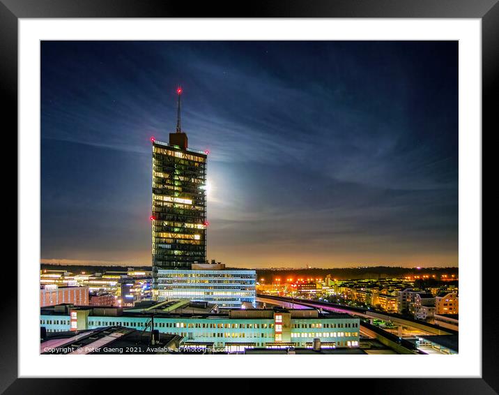 Kista Science Tower at night - Stockholm Sweden Framed Mounted Print by Peter Gaeng