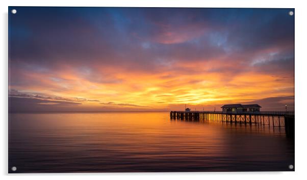 Penarth Pier Sunrise Acrylic by Alan Le Bon