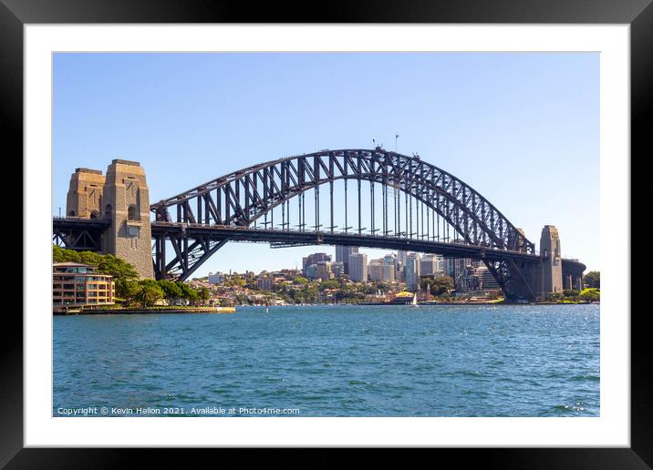 Sydney harbour bridge on a sunny day Framed Mounted Print by Kevin Hellon