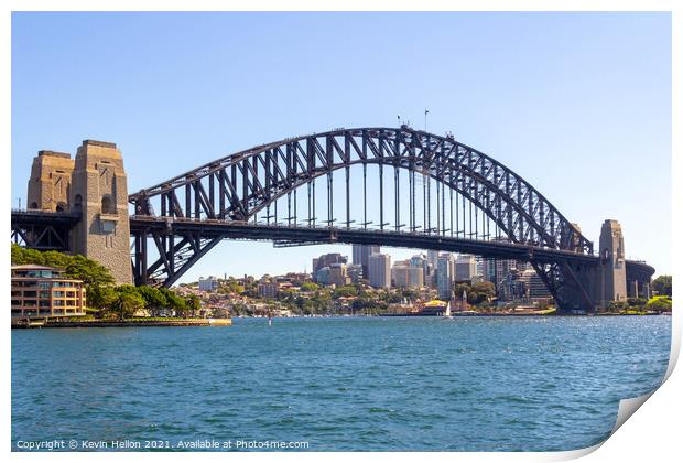 Sydney harbour bridge on a sunny day Print by Kevin Hellon