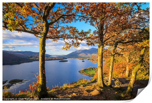 View from Surprise View across Derwent Water Lake  Print by Chris Warren