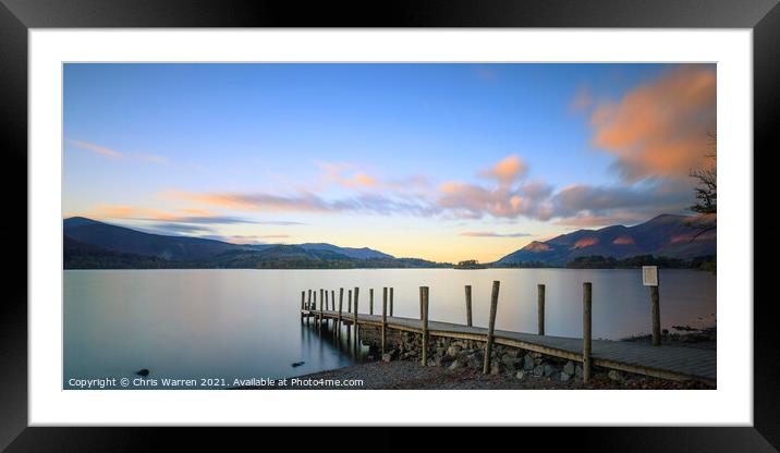 Jetty at Derwent Water Lake District Cumbria Framed Mounted Print by Chris Warren