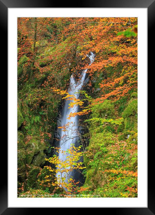 Stock Ghyll Force Waterfall Lake District in Autum Framed Mounted Print by Chris Warren