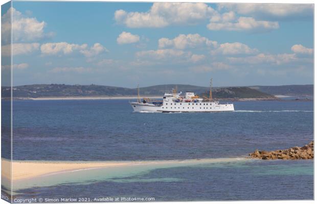 The Scillonian arriving in the Isles of Scilly Canvas Print by Simon Marlow