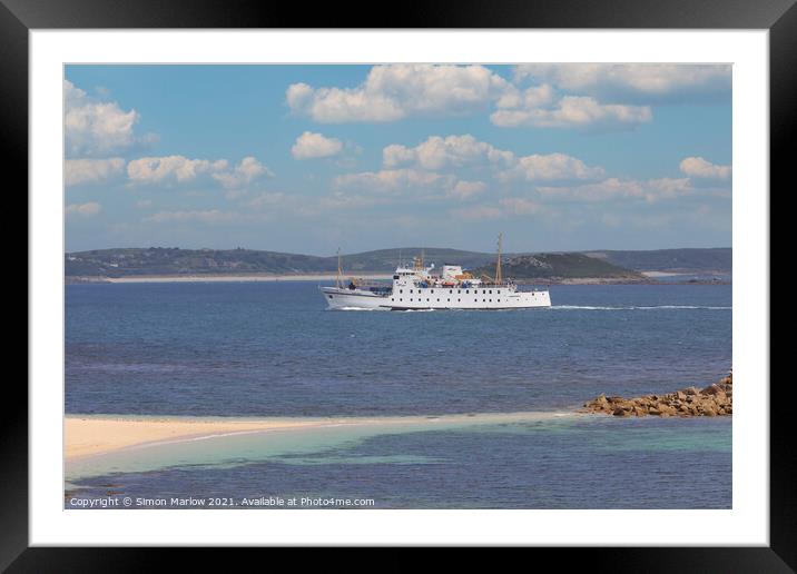 The Scillonian arriving in the Isles of Scilly Framed Mounted Print by Simon Marlow