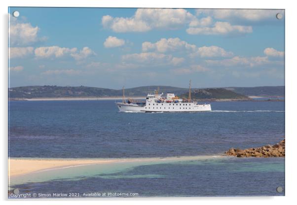The Scillonian arriving in the Isles of Scilly Acrylic by Simon Marlow