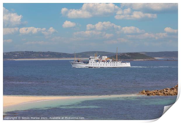 The Scillonian arriving in the Isles of Scilly Print by Simon Marlow