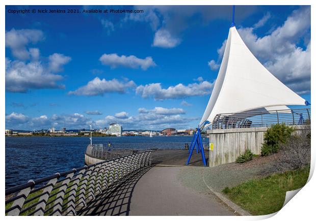 Cardiff Bay Barrage and Sails September Print by Nick Jenkins
