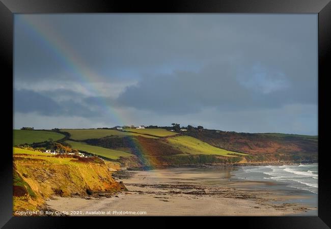 Carne Beach Rainbow Framed Print by Roy Curtis