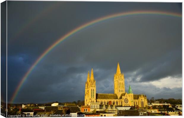 Truro Cathedral Rainbow 1 Canvas Print by Roy Curtis