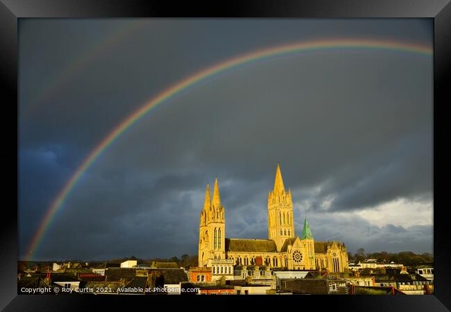 Truro Cathedral Rainbow 1 Framed Print by Roy Curtis
