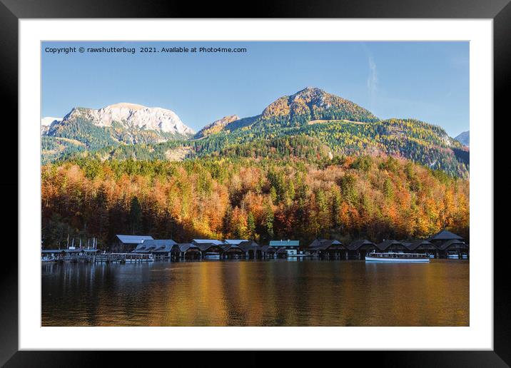 Königssee Boat Houses And Jenner Mountain Framed Mounted Print by rawshutterbug 