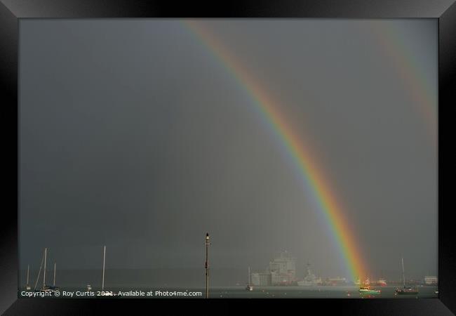 A Rainbow over Falmouth Harbour Framed Print by Roy Curtis