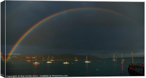 Rainbow over Falmouth Harbour 2 Canvas Print by Roy Curtis