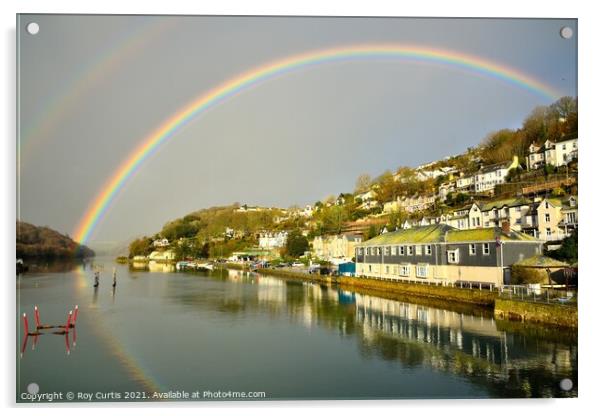 Looe River Rainbow 1 Acrylic by Roy Curtis
