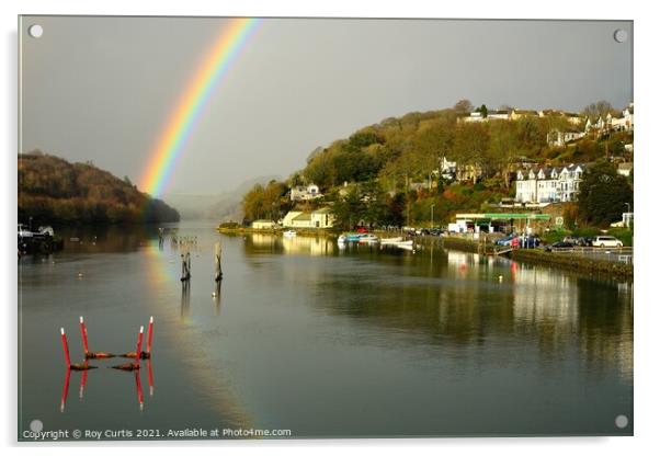 Looe River Rainbow 2 Acrylic by Roy Curtis
