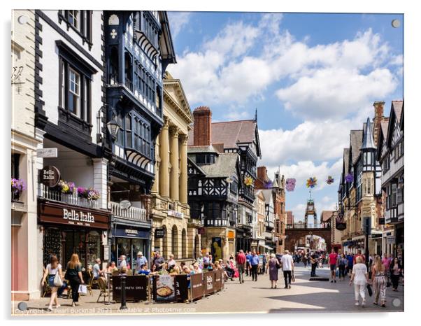 Eastgate Street Scene Chester City Acrylic by Pearl Bucknall