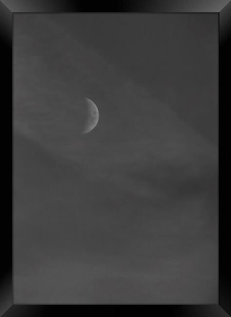 Emerging Moon - Mono Framed Print by Glen Allen