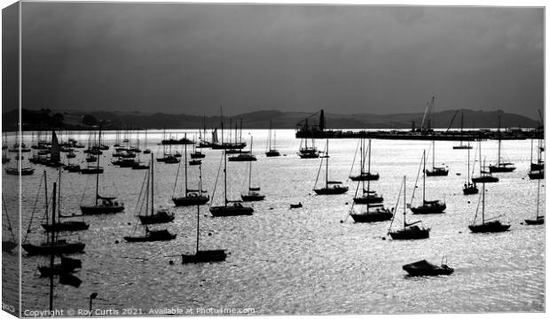 Falmouth Harbour Silhouettes Canvas Print by Roy Curtis