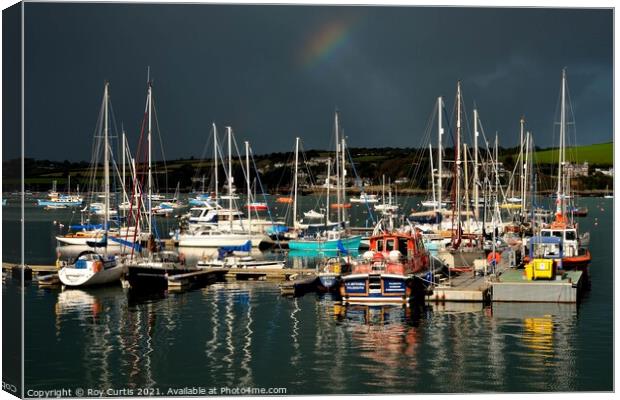 Falmouth Harbour Reflections. Canvas Print by Roy Curtis