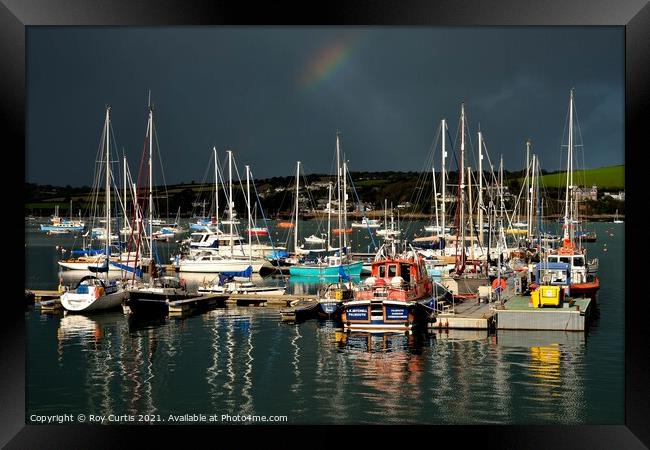 Falmouth Harbour Reflections. Framed Print by Roy Curtis