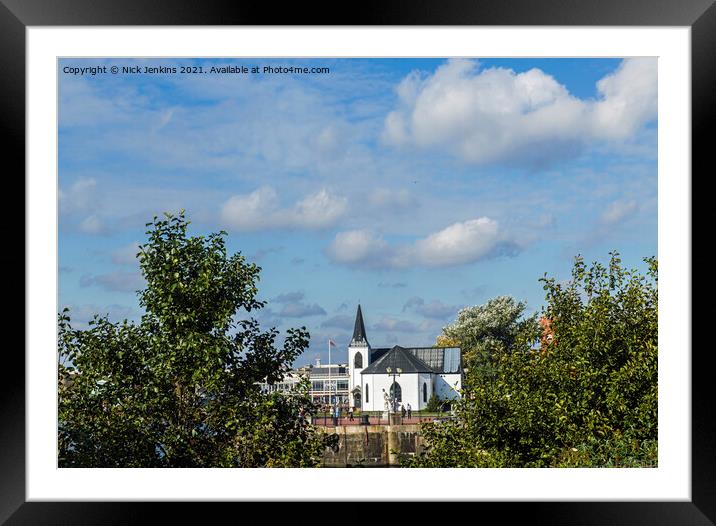 Norwegian Church in Cardiff Bay  Framed Mounted Print by Nick Jenkins