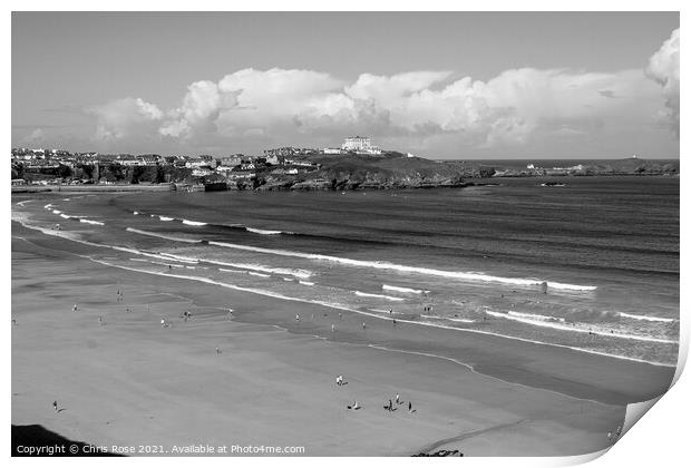 Newquay beaches Print by Chris Rose