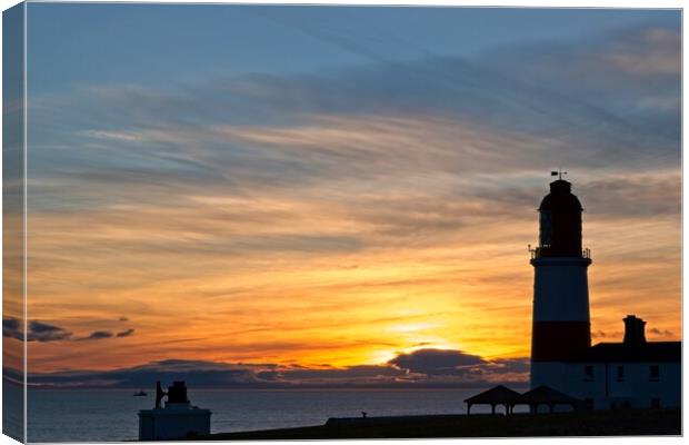 Fiery Sunrise at Souter Lighthouse Canvas Print by Rob Cole