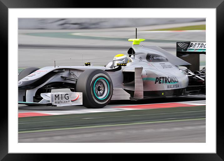 Nico Rosberg - Mercedes GP Framed Mounted Print by SEAN RAMSELL