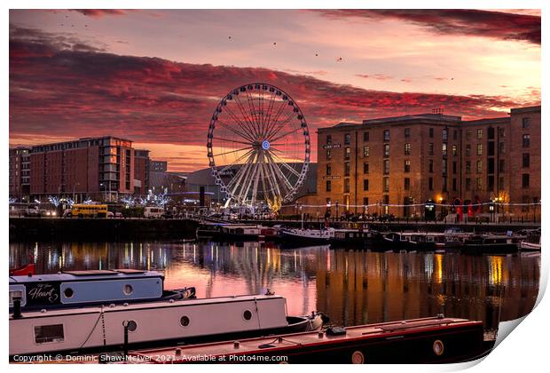 Sunset at the Royal Albert Dock, Liverpool Print by Dominic Shaw-McIver