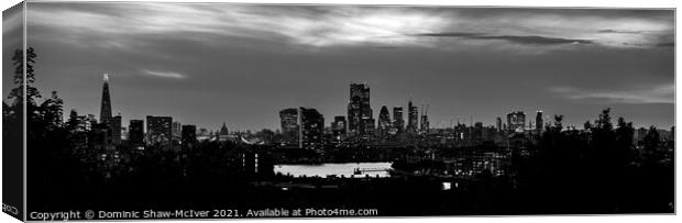 London skyline at sunset - monochrome Canvas Print by Dominic Shaw-McIver