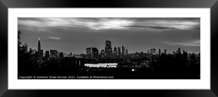 London skyline at sunset - monochrome Framed Mounted Print by Dominic Shaw-McIver