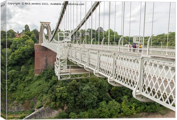 Clifton Suspension Bridge Bristol  Canvas Print by Nick Jenkins