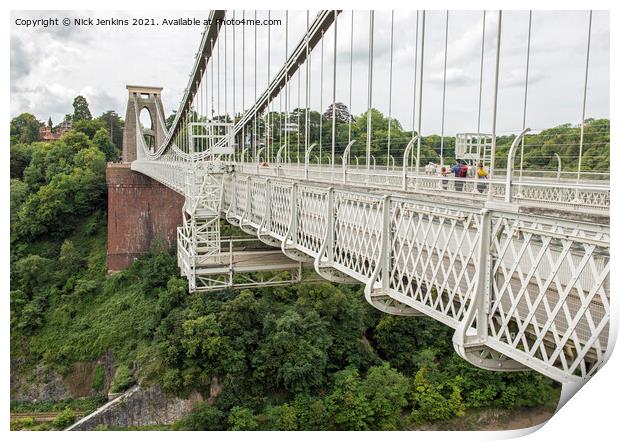 Clifton Suspension Bridge Bristol  Print by Nick Jenkins