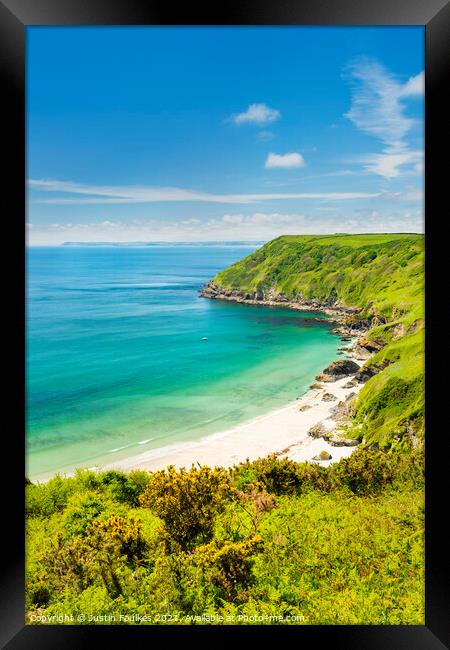 Lantic Bay, Cornwall Framed Print by Justin Foulkes
