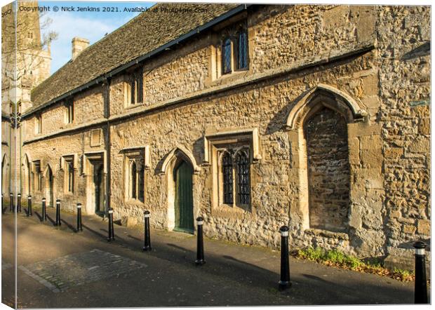 Burford Almshouses in the Cotswolds   Canvas Print by Nick Jenkins