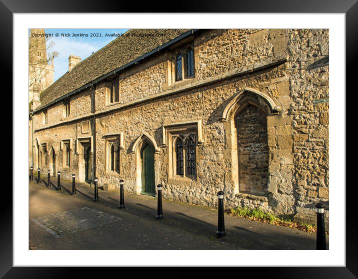 Burford Almshouses in the Cotswolds   Framed Mounted Print by Nick Jenkins