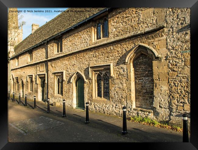 Burford Almshouses in the Cotswolds   Framed Print by Nick Jenkins