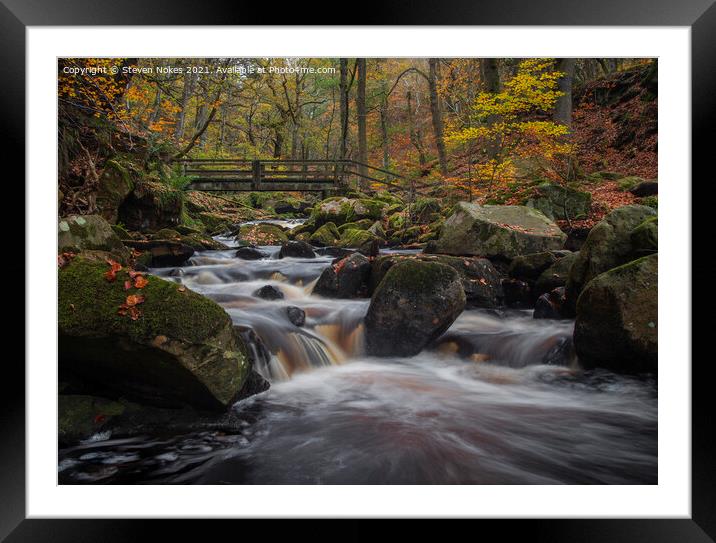 Tranquil Autumn Stream Framed Mounted Print by Steven Nokes