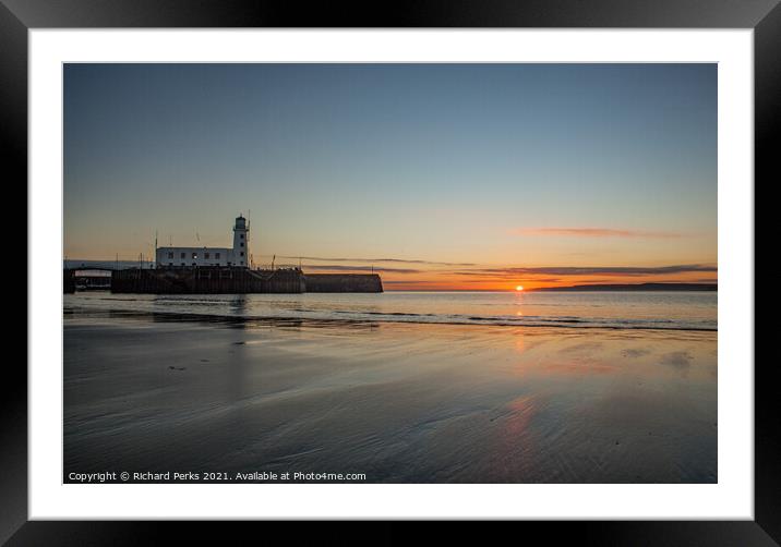 Morning Sunrise - Scarborough South Bay Framed Mounted Print by Richard Perks
