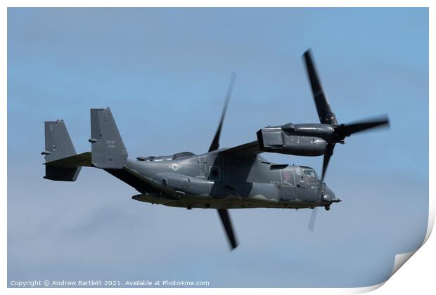 Bell Boeing CV-22B Osprey of the US Air Force Print by Andrew Bartlett
