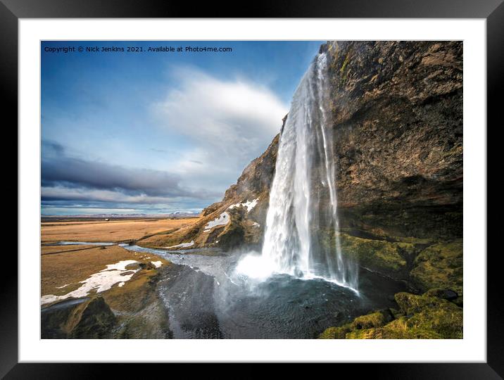Seljalandsfoss Waterfall south Iceland 1 road Framed Mounted Print by Nick Jenkins