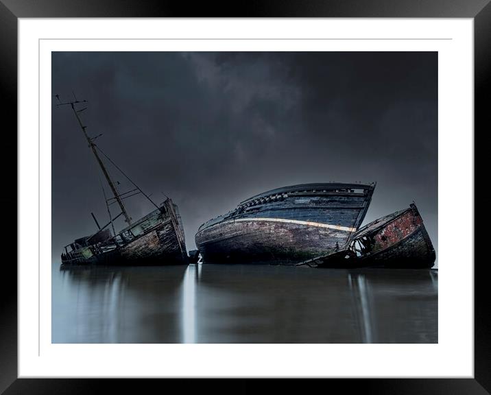 Boat Wrecks at Pinmill Suffolk  Framed Mounted Print by johnny weaver