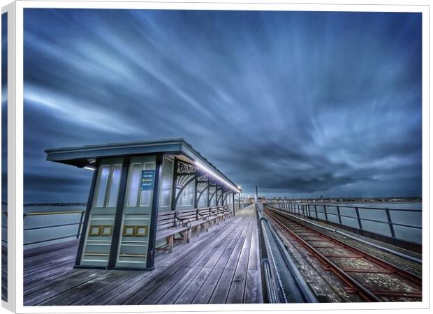 Pier Bench at Southend On Sea Canvas Print by johnny weaver