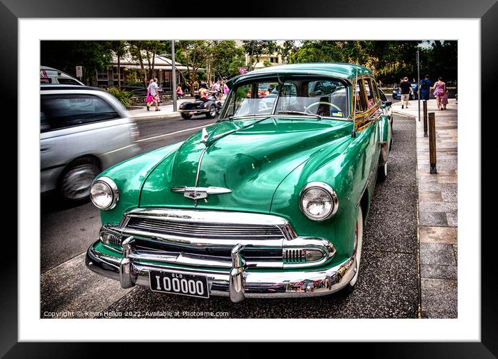 Circa 1951 Chevrolet, Deluxe Stationeagon in green Framed Mounted Print by Kevin Hellon