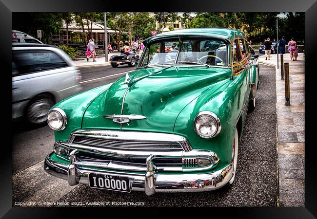 Circa 1951 Chevrolet, Deluxe Stationeagon in green Framed Print by Kevin Hellon