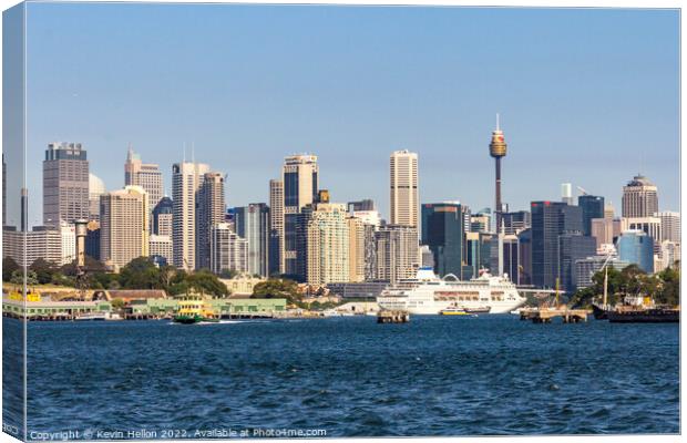 Sydney skyline with cruise ship Pacific Pearl Canvas Print by Kevin Hellon