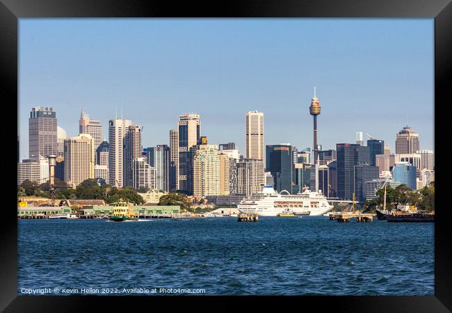 Sydney skyline with cruise ship Pacific Pearl Framed Print by Kevin Hellon